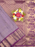Kanchi pattu saree light purple color allover zari weaves & zari border with rich pallu and contrast plain blouse