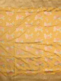 Dupion fancy saree yellow color allover weaves & zari border with zari pallu and plain self blouse