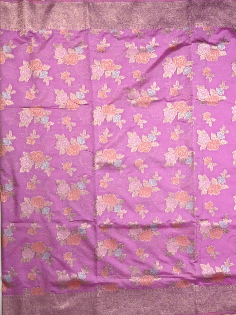 Dupion fancy saree purple color allover weaves & zari border with zari pallu and plain self blouse