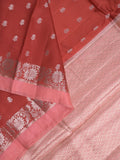 Green mango fancy sarees with allover zari detailing and attached contrast blouse