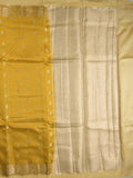 Green mango fancy sarees with allover zari detailing and attached contrast blouse