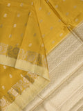Green mango fancy sarees with allover zari detailing and attached contrast blouse
