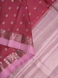 Green mango fancy sarees with allover zari detailing and attached contrast blouse