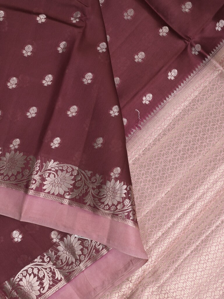 Green mango fancy sarees with allover zari detailing and attached contrast blouse