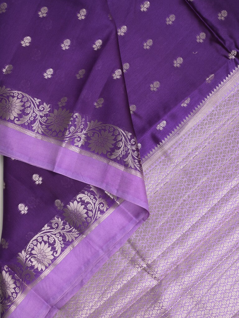 Green mango fancy sarees with allover zari detailing and attached contrast blouse