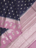 Green mango fancy sarees with allover zari detailing and attached contrast blouse