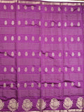 Dupion fancy saree violet color allover weaves & zari border with zari pallu and contrast blouse