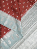 Green mango fancy sarees with allover zari detailing and attached contrast blouse