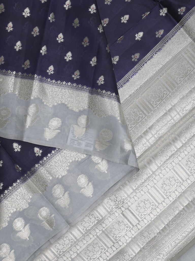 Green mango fancy sarees with allover zari detailing and attached contrast blouse