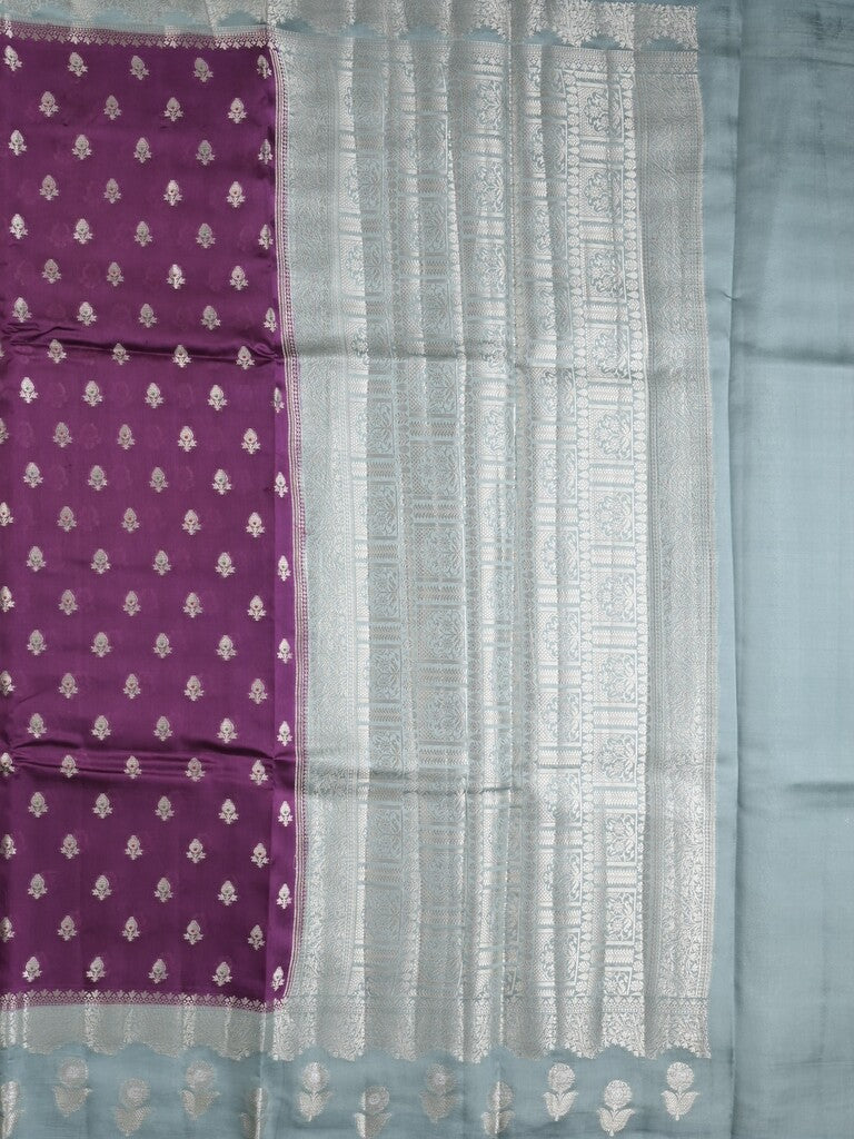Green mango fancy sarees with allover zari detailing and attached contrast blouse