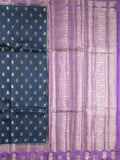 Green mango fancy sarees with allover zari detailing and attached contrast blouse
