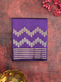 Dupion fancy saree navy blue color allover weaves & zari border with zari pallu and contrast blouse