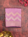 Dupion fancy saree light purple allover weaves & zari border with zari pallu and contrast blouse