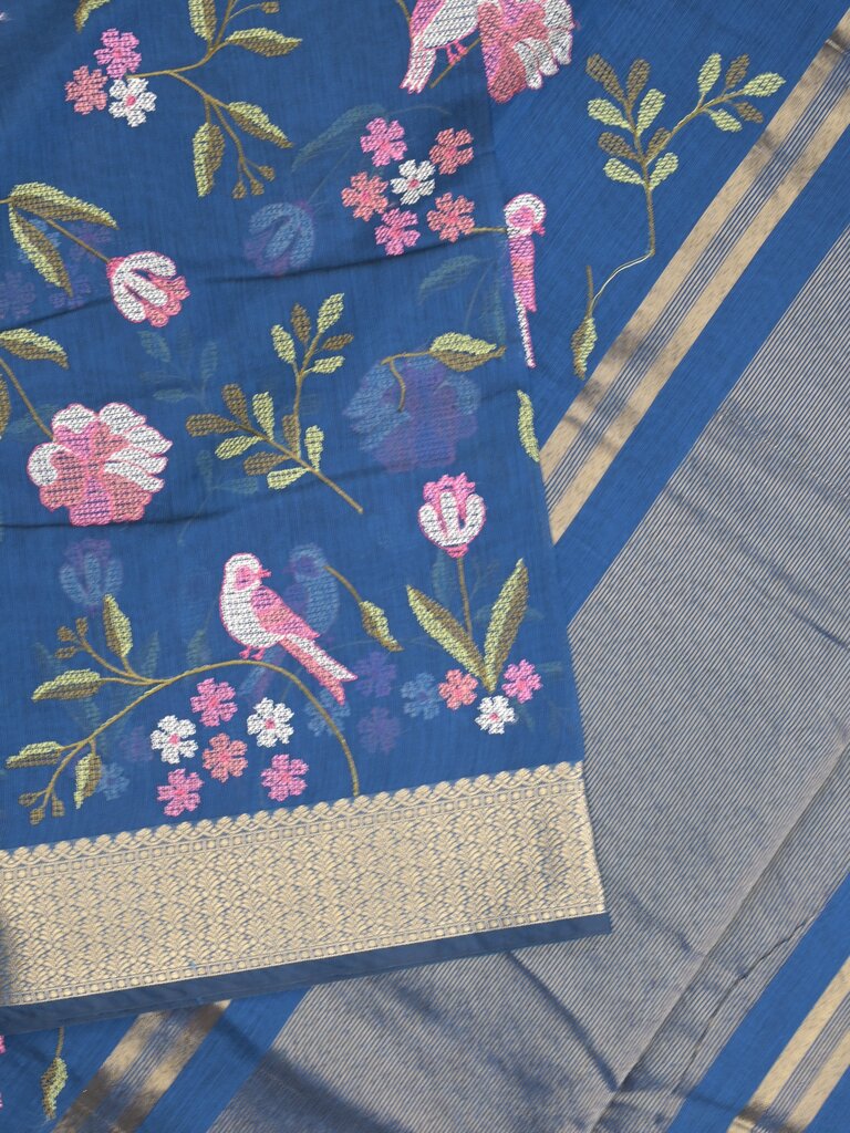Chanderi fancy saree for women | blue | zari border | party wear
