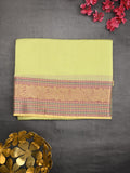 Chanderi fancy saree light pista green color allover plain & zari border with zari pallu and tissue blouse