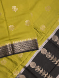 Maheshwari fancy saree with allover zari motifs & zari border with contrast blouse