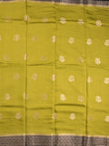 Maheshwari fancy saree with allover zari motifs & zari border with contrast blouse