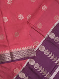 Maheshwari fancy saree with allover zari motifs & zari border with contrast blouse