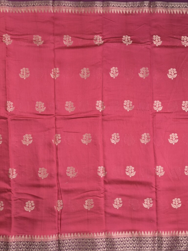 Maheshwari fancy saree with allover zari motifs & zari border with contrast blouse
