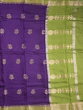 Maheshwari fancy saree with allover zari motifs & zari border with contrast blouse