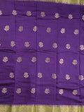 Maheshwari fancy saree with allover zari motifs & zari border with contrast blouse