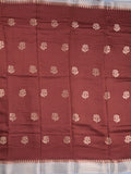 Maheshwari fancy saree with allover zari motifs & zari border with contrast blouse