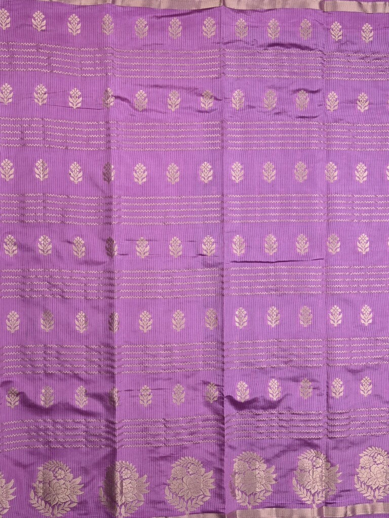 Dupion fancy saree purple color allover weaves & zari border with zari pallu and contrast blouse