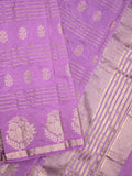 Dupion fancy saree purple color allover weaves & zari border with zari pallu and contrast blouse