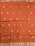Maheshwari fancy saree with allover zari motifs & zari border with contrast blouse