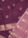 Maheshwari fancy saree with allover zari motifs & zari border with contrast blouse