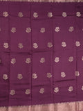Maheshwari fancy saree with allover zari motifs & zari border with contrast blouse