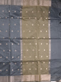 Chanderi fancy saree with allover zari motifs & zari border with zari pallu and attached self blouse