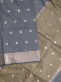 Chanderi fancy saree with allover zari motifs & zari border with zari pallu and attached self blouse