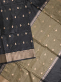 Chanderi fancy saree with allover zari motifs & zari border with zari pallu and attached self blouse