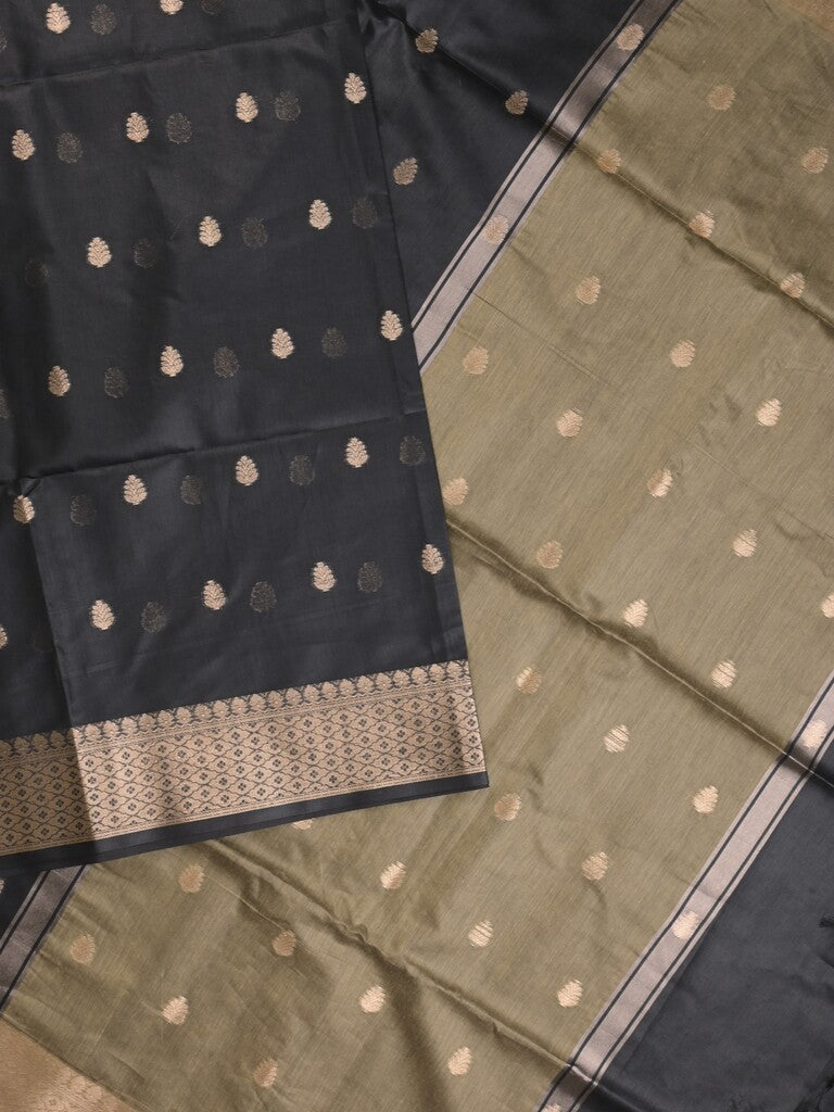 Chanderi fancy saree with allover zari motifs & zari border with zari pallu and attached self blouse