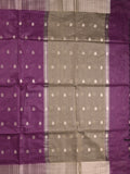 Chanderi fancy saree with allover zari motifs & zari border with zari pallu and attached self blouse