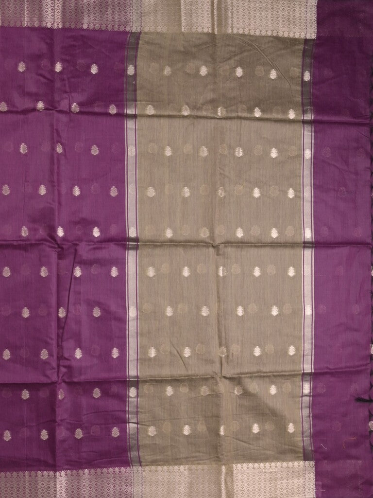 Chanderi fancy saree with allover zari motifs & zari border with zari pallu and attached self blouse