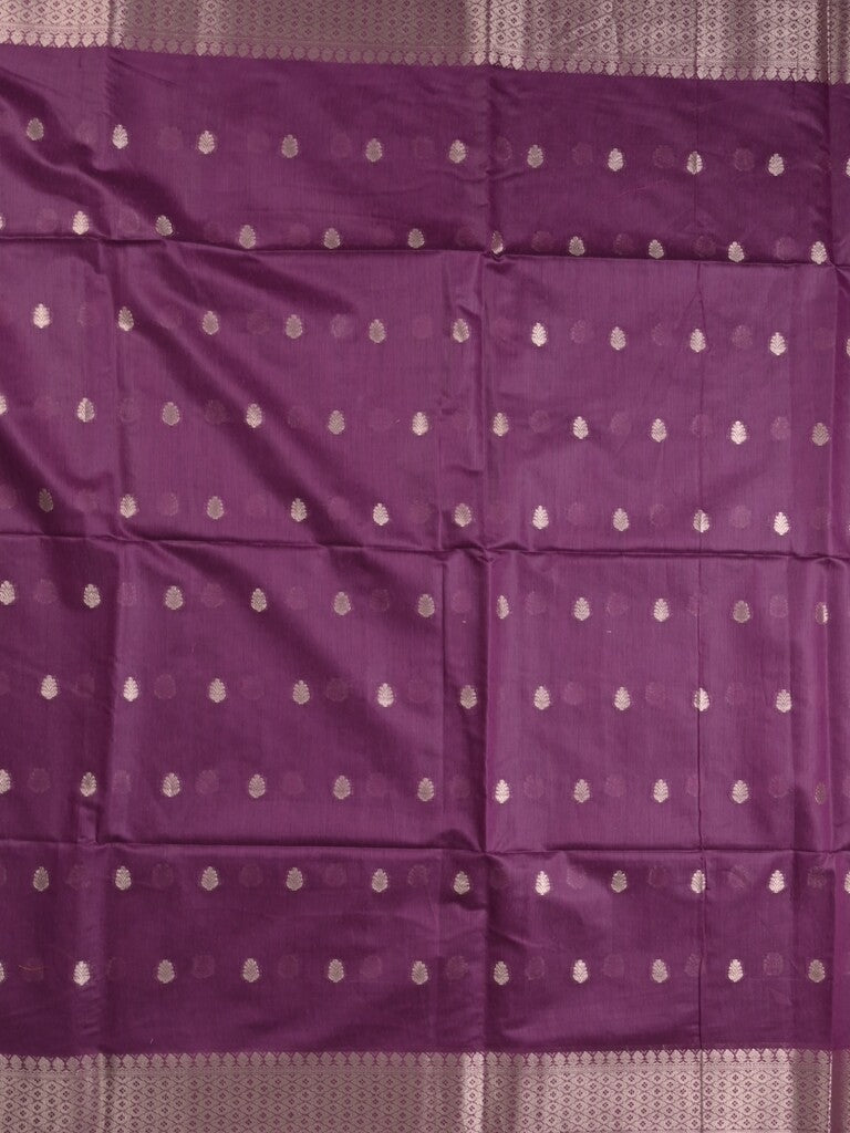 Chanderi fancy saree with allover zari motifs & zari border with zari pallu and attached self blouse