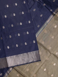 Chanderi fancy saree with allover zari motifs & zari border with zari pallu and attached self blouse
