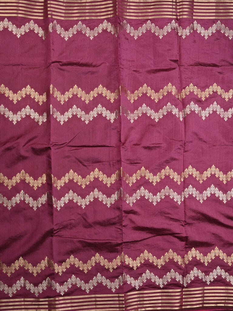 Dupion fancy saree wine color allover weaves & zari border with zari pallu and contrast blouse