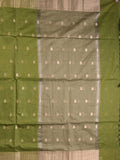 Chanderi fancy saree with allover zari motifs & zari border with zari pallu and attached self blouse