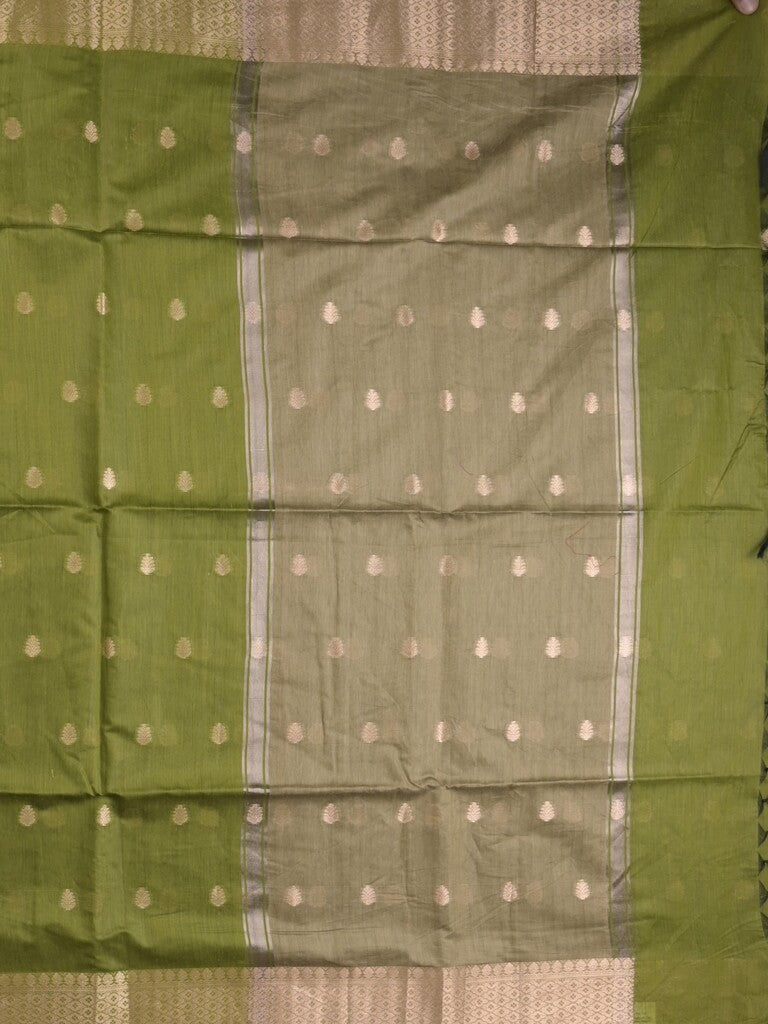 Chanderi fancy saree with allover zari motifs & zari border with zari pallu and attached self blouse