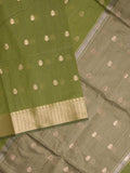 Chanderi fancy saree with allover zari motifs & zari border with zari pallu and attached self blouse