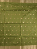 Chanderi fancy saree with allover zari motifs & zari border with zari pallu and attached self blouse