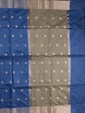 Chanderi fancy saree with allover zari motifs & zari border with zari pallu and attached self blouse