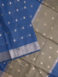 Chanderi fancy saree with allover zari motifs & zari border with zari pallu and attached self blouse