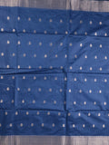 Chanderi fancy saree with allover zari motifs & zari border with zari pallu and attached self blouse