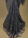 Chanderi fancy saree with allover zari motifs & zari border with zari pallu and attached self blouse