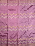 Dupion fancy saree light purple allover weaves & zari border with zari pallu and contrast blouse
