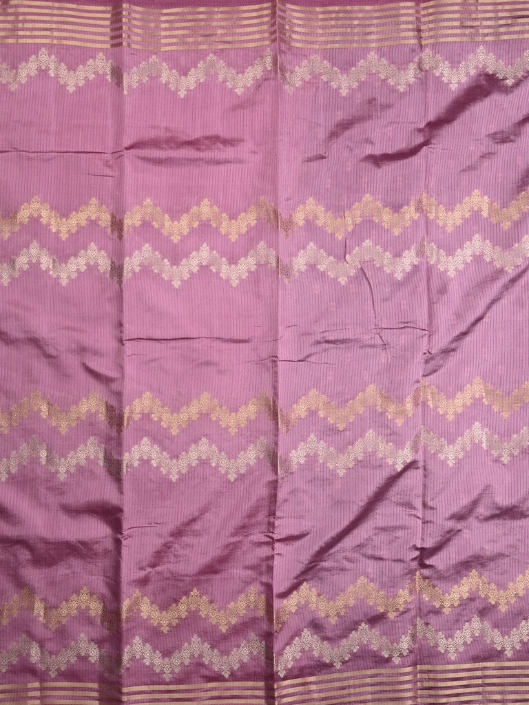 Dupion fancy saree light purple allover weaves & zari border with zari pallu and contrast blouse